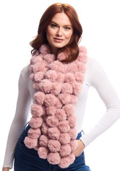 Hundreds of poms are knitted together to create our Poppy Pull-Through Scarf. An easy way to refresh a dated winter coat or elevate a simple sweater or knit tee, the versatile Blush Mink Poppy Pull-Through works both outdoors and in. Unique and fun, this chunky, super-soft and texture-laden scarf practically ties itself. Measuring 8" x 56", you'll simply pull one scarf end through a slit. Voilà - behold accessory perfection. Alternatively, the Poppy Pull-Through is long enough to loop around the neck. Create a gift set with the matching Pom Beanie (43108) and finger-less gloves (43100). All are easy-care machine wash/delicate; dry flat. Women's Ponchos & Wraps, Rising Aesthetic, Simple Sweater, Aquarius Rising, Kids Vest, Simple Sweaters, Fabulous Furs, Ladies Poncho, Pull Through