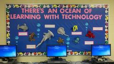 there's an ocean of learning with technology on the wall in front of computers