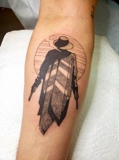 Western Tattoo Sketch, Cowboy Traditional Tattoo, Clint Eastwood Tattoo, Western Tattoos Ideas, Gunslinger Tattoo, Cowboy Tattoos For Men, Dark Tower Gunslinger, Dark Tower Tattoo, Full Circle Tattoo