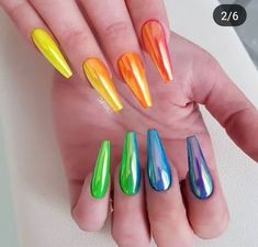 Hot Nail Designs, Multicolored Nails, Colorful Nails, Ballerina Nails, Holographic Nails