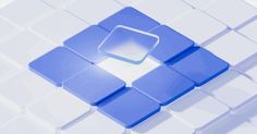 an abstract blue and white tile background with square shaped tiles in the center, on top of each other