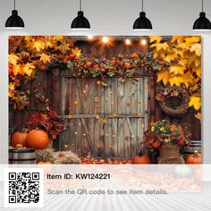 an autumn scene with pumpkins and fall leaves on the wooden fence wallpaper mural