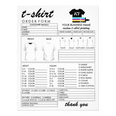 a t - shirt order form is shown on a marble surface