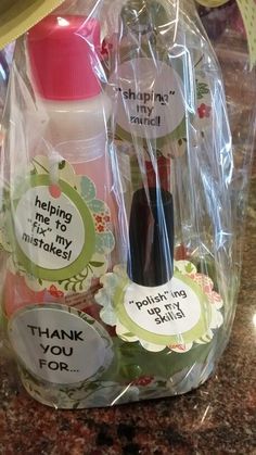 a gift bag with some items in it