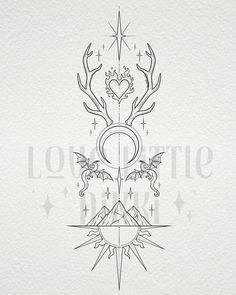 an image of a tattoo design with the letter o and two deers on it