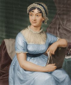 an old painting of a woman in blue dress sitting on a chair holding a book