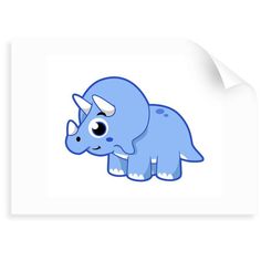 a cartoon blue rhino with big eyes