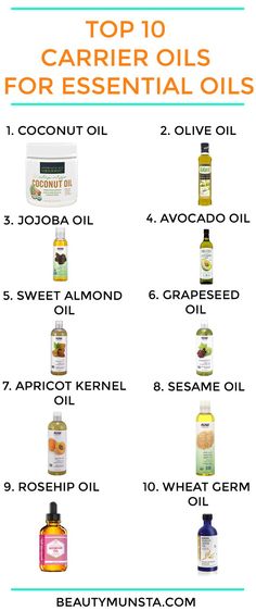 Carrier Oils For Essential Oils, Natural Beauty Hacks, Essential Oil Spray Recipes, Essential Oil Combinations, List Of Essential Oils, Essential Oil Carrier Oils