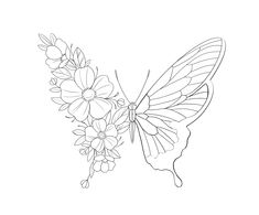 a butterfly sitting on top of a flower next to a branch with flowers in it