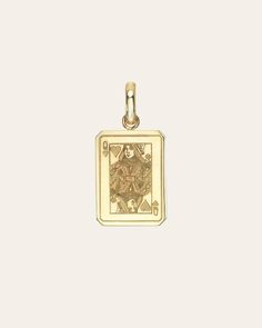 14K Gold Queen of Hearts Pendant - Zoe Lev Jewelry Yellow Gold Charm Necklace With Square Pendant, Yellow Gold Charm Necklaces With Square Pendant, Gold Initial Pendant, Solid Gold Charms, Family Jewellery, Gold Charm Necklace, Gold Heart Necklace, Gifts For My Wife, Jewelry Lookbook