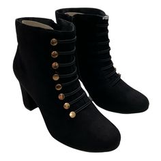 Luxury Round Toe Boots With Buttons, Luxury Boots With Buttons And Round Toe, Casual Black Boots With Front Lace-up Fastening, Black Knee-high Boots With Reinforced Heel And Round Toe, Victorian Button Boots, 60’s Style, Leopard Boots, B Fashion, Black Boots Women