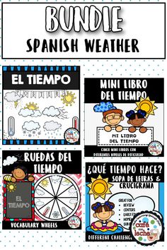 the spanish language bundle includes several activities to teach children about weather and how they can use it