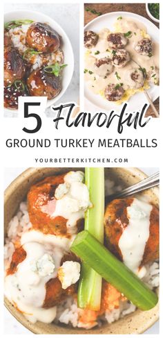 These flavorful turkey meatballs are your new go-to for any meal! Whether baked for a healthier option or paired with mashed potatoes and gravy, you'll love these recipes. Try teriyaki, Korean, Swedish, garlic parmesan, and Buffalo varieties for an easy dinner or appetizer packed with protein. Meatball Bar, Turkey Swedish Meatballs, Teriyaki Bowls, Turkey Meatballs Healthy