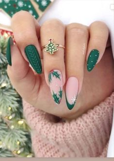 December Nails, La Nails, Sweater Nails, Christmas Gel Nails, Nails Christmas, New Year's Nails, Xmas Nails, Fancy Nails, Green Nails