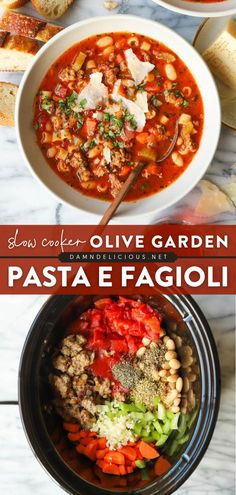 SLOW COOKER OLIVE GARDEN PASTA E FAGIOLI, crockpot, dinner ideas, comfort food, easy main dishes Slow Cooker Pasta Fagioli, Olive Garden Soup, Garden Soup, Olive Garden Pasta, Garden Pasta, Pasta Fagioli Recipe, Slow Cooker Pasta Recipes, Pasta Fagioli Soup, Pasta E Fagioli Soup