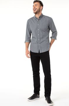 Modern Slim Straight in our black denim.  Easy jean in the perfect wash you can dress up or down.  Super comfortable without compromising style and fit! #LiverpoolLosAngeles #jeans Mens Headshots, Man Ootd, Brooklyn Fashion, Men's Chinos, Mens Outfit Inspiration, Stylish Mens Outfits, Business Outfit, Mens Casual Outfits