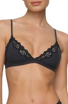 This buttery-soft triangle bralette with lace trim is a pullover style with a flattering fit from Kim Kardashian's sought-after SKIMS. 76% polyamide, 24% elastane Machine wash, tumble dry Imported Triangle Bralette, Triangle Bra, Lace Thong, Comfortable Dress, Lookbook Outfits, Dream Clothes, Boy Shorts, Everyday Outfits, Pullover Styling