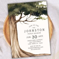 an image of a tree with leaves on it's sides and the words, join us for the johnston family reunion