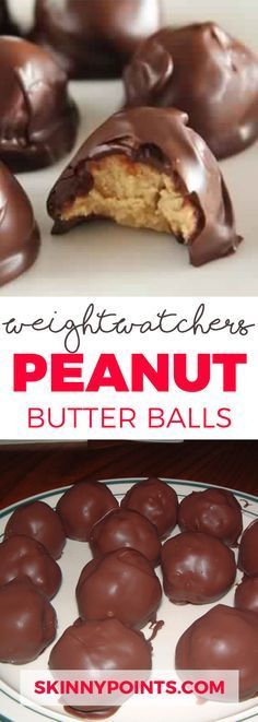 chocolate covered peanut butter balls on a plate and in front of the same image with text overlay