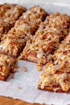 an image of apple pie bars with icing on top and the words sugar free friendly