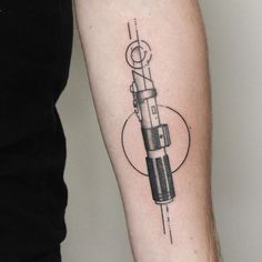 Lightsaber Hilt Tattoo, Starwars Tattoo Women, Star Wars Tattoo Anakin, Anakin Skywalker Lightsaber Tattoo, Anakin Lightsaber Tattoo, Lightsaber Tattoos, Star Wars Lightsaber Tattoo