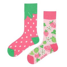 Strawberry Mismatched Socks- Aesthetic Socks – Boogzel Clothing Casual Summer Socks As Gift, Casual Summer Socks For Gift, Casual Summer Socks For Gifts, Fun Pink Socks For Summer, Multicolor Socks As Summer Gift, Playful Pink Summer Socks, Multicolor Socks For Summer Gifts, Playful Summer Socks As A Gift, Playful Summer Gift Socks