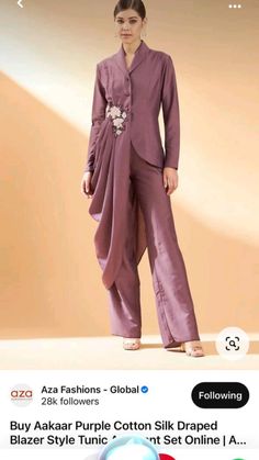 Purple Drapes, Gaun Fashion, Blazer Style, Power Dressing, Blazer Set, Stylish Party Dresses, Stylish Dress Designs, Designer Dresses Indian, Silk Embroidery