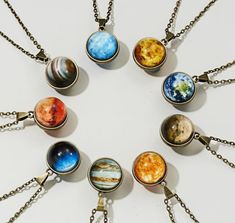 Astronomy Jewelry, Dark Planet, 9 Planets, Solar System Necklace, Dark Galaxy, Keepsake Ideas, Galaxy Necklace, Planet Necklace, Ball Necklace