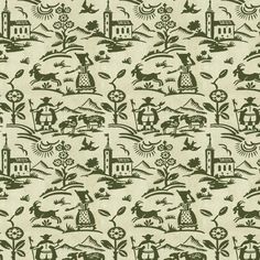 an old fashioned wallpaper with animals and trees