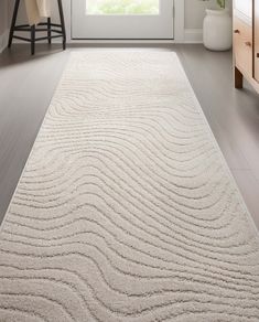 Custom Size Runner Sibi Modern Solid & Striped Ivory Choose Your Width x Choose Your Length Hallway Runner Rug