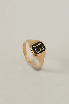 Merewif Lucky 13 signet ring black gold | pipe and row boutique seattle