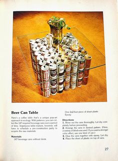 an advertisement for beer cans on a table