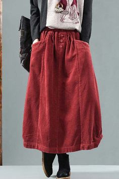 Rok Midi, Midi Skirt Casual, Sundress Casual, Solid Skirt, Retro Skirt, Look Retro, Red Skirt, Half Slip, Half Skirt