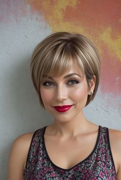 Bangs Over 50, Blonde Highlights Short Hair, Short Hair Highlights, Short Bobs, Short Hair Trends, Bob Hairstyles For Fine Hair, Sassy Hair, Summer Hair Color For Brunettes