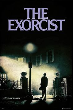 the exorcis movie poster with a man standing in front of a street light