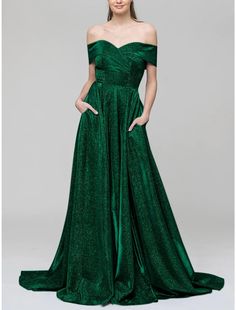 A-Line Evening Gown Sparkle & Shine Dress Formal Court Train Short Sleeve Off Shoulder Sequined with Glitter Pleats 2024 Off-shoulder Green Gown For Prom Season, Green Off-shoulder Gown For Prom Season, Green Off-shoulder Gown For Prom, Green Off-shoulder Ball Gown For Prom, Elegant Green Off-shoulder Ball Gown, Elegant Off-shoulder Green Ball Gown, Green Off-shoulder Prom Gown, Green Off-shoulder Prom Dress, Green Off-shoulder Gala Dress