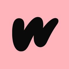 the letter w on a pink background with black letters and white lines in the middle