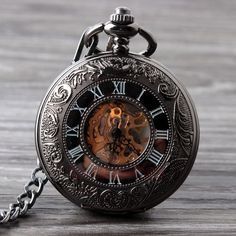 Classic Elegant Hand Wind Vintage Unique Retro Pendant Classic Steel Mechanical Pocket Watch P188 Voll Arm-tattoos, Skeleton Pocket Watch, Antique Pocket Watch, Mechanical Pocket Watch, Skeleton Watches, Fob Watch, Steampunk Accessories, Vintage Pocket Watch, Kids Watches