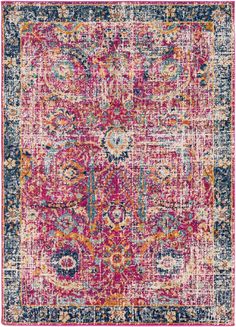 an area rug with various colors and patterns