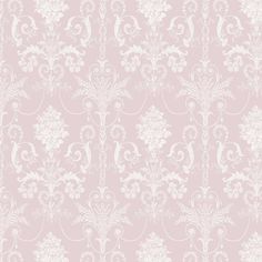 a pink and white wallpaper with floral designs