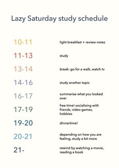 the lazy saturday study schedule for students