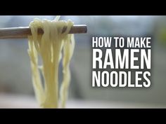 noodles are being cooked on a stick with the words how to make ramen noodles