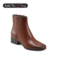 in stock Dress Booties, Easy Spirit, Womens Ankle Boots, Medium Brown, Block Heels, Bootie Boots, Brown Leather, Leather Upper, Ankle Boots