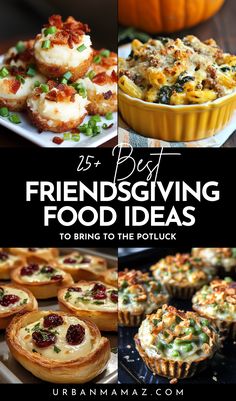 Friendsgiving Food Ideas to Bring to the Potluck Friends Giving Menu Ideas, Lunch Ideas For Potluck, Thanksgiving Open House Food, Hosting Meals Dinner Parties, Best Dish To Bring To A Party, Friends Giving Recipes, Friendsgiving Brunch Ideas Food, Unique Friendsgiving Food Ideas