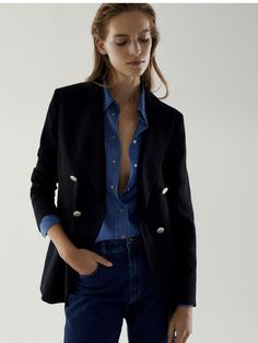 Full Denim Outfit, Denim Shirt Outfit, Dressy Jeans, Victoria Beckham Dress, Winter Trousers, Study Better, Francoise Hardy, Oufits Casual, Denim Outfits