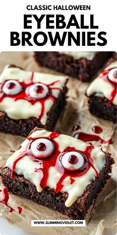 brownies with eyeballs on them and white icing