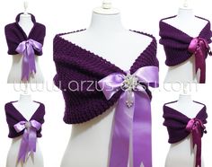 four different types of bras on mannequins with purple ribbons and bows