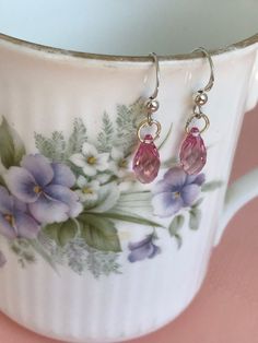 Sterling Silver Swarovski Crystal Earrings Gifts Vintage, Crafts Gifts, Light Rose