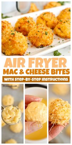 air fryer mac and cheese bites with step - by - step instructions