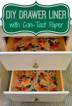 a diy drawer liner with con - tact paper